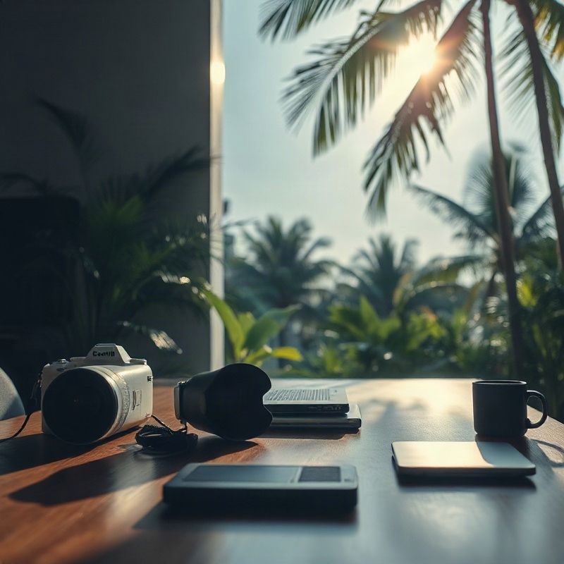 Acessórios de tecnologia apresentados para comparação em mesa
