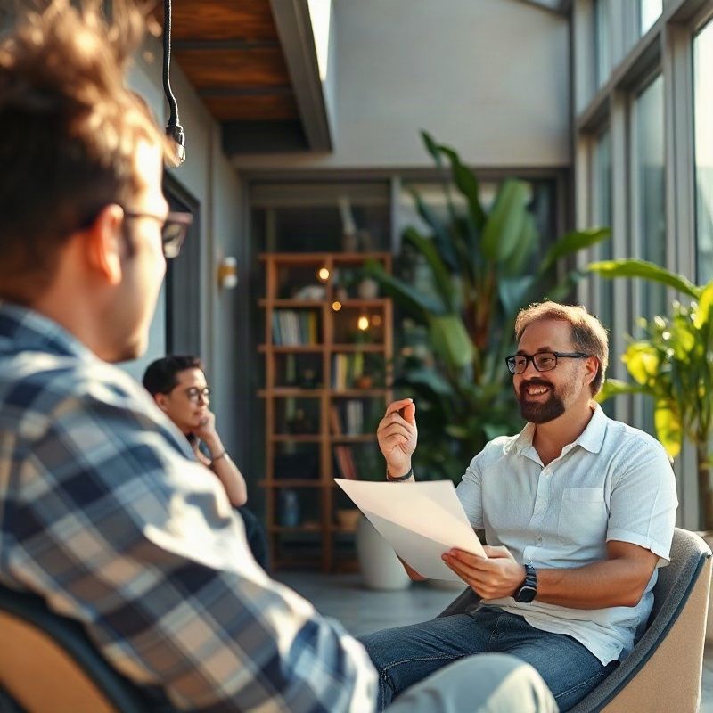 Pequena equipe em conversa de trabalho em Porto Alegre